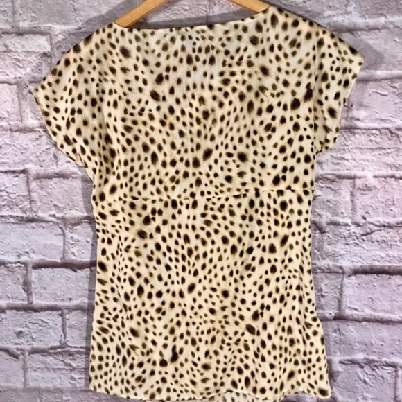 Ann Taylor silk leopard spot drape neck blouse 5 for $25 - Picture 4 of 5